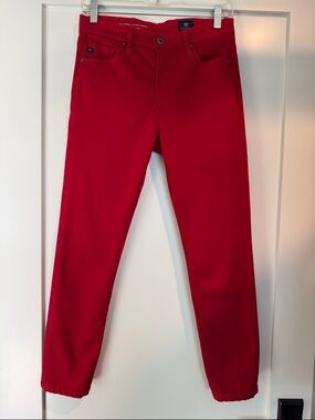 Ag Adriano Goldschmied Red High-Rise Slim Pants